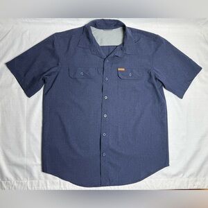 Orvis Mens Tech Chambray short-sleeve True Navy Button Down Shirt Large